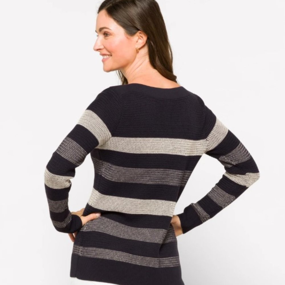 Market & Spruce Womens Tawnee Cotton Blend Waffle Stitch Pullover Sweater Size M